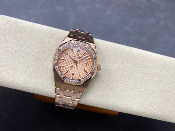IPF Factory Audemars Piguet Royal Oak 15451OR.ZZ.1256OR.03 37mm Rose Gold Diamond Bezel Champagne Dial - Image 5