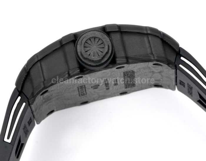 New Factory Richard Mille RM 35-01 42.7mm Black Carbon Fiber Black White Rubber Strap Black Skeletonized Dial - Image 6