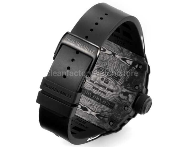 New Factory Richard Mille RM 35-01 42.7mm Black Carbon Fiber Black White Rubber Strap Black Skeletonized Dial - Image 9