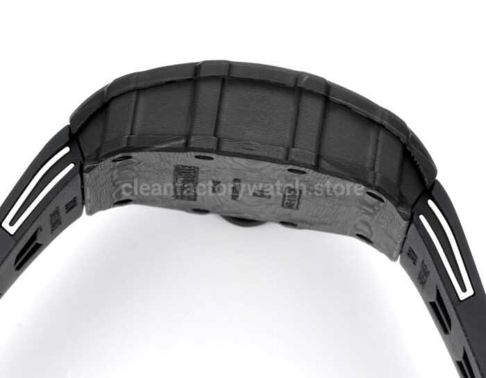 New Factory Richard Mille RM 35-01 42.7mm Black Carbon Fiber Black White Rubber Strap Black Skeletonized Dial - Image 7