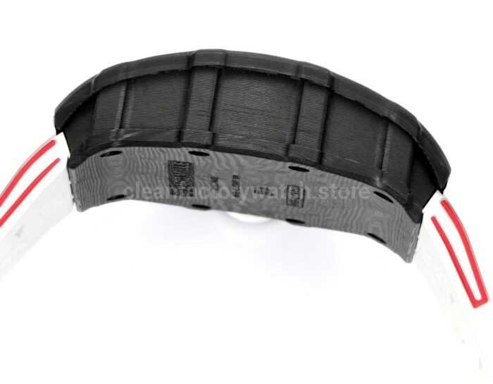 New Factory Richard Mille RM 35-01 42.7mm Black Carbon Fiber White Red Rubber Strap Black Skeletonized Dial - Image 6
