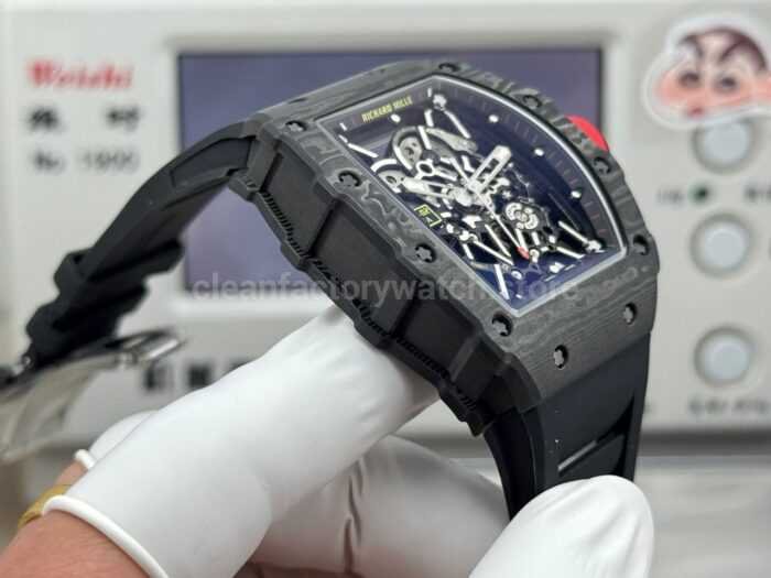 New Factory Richard Mille RM 35-02 44.5mm Black Carbon Fiber Black Rubber Strap Black Skeletonized Dial - Image 4