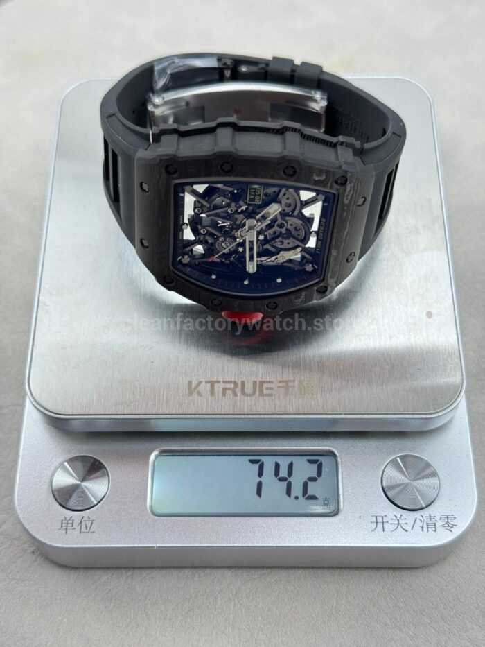 New Factory Richard Mille RM 35-02 44.5mm Black Carbon Fiber Black Rubber Strap Black Skeletonized Dial - Image 9