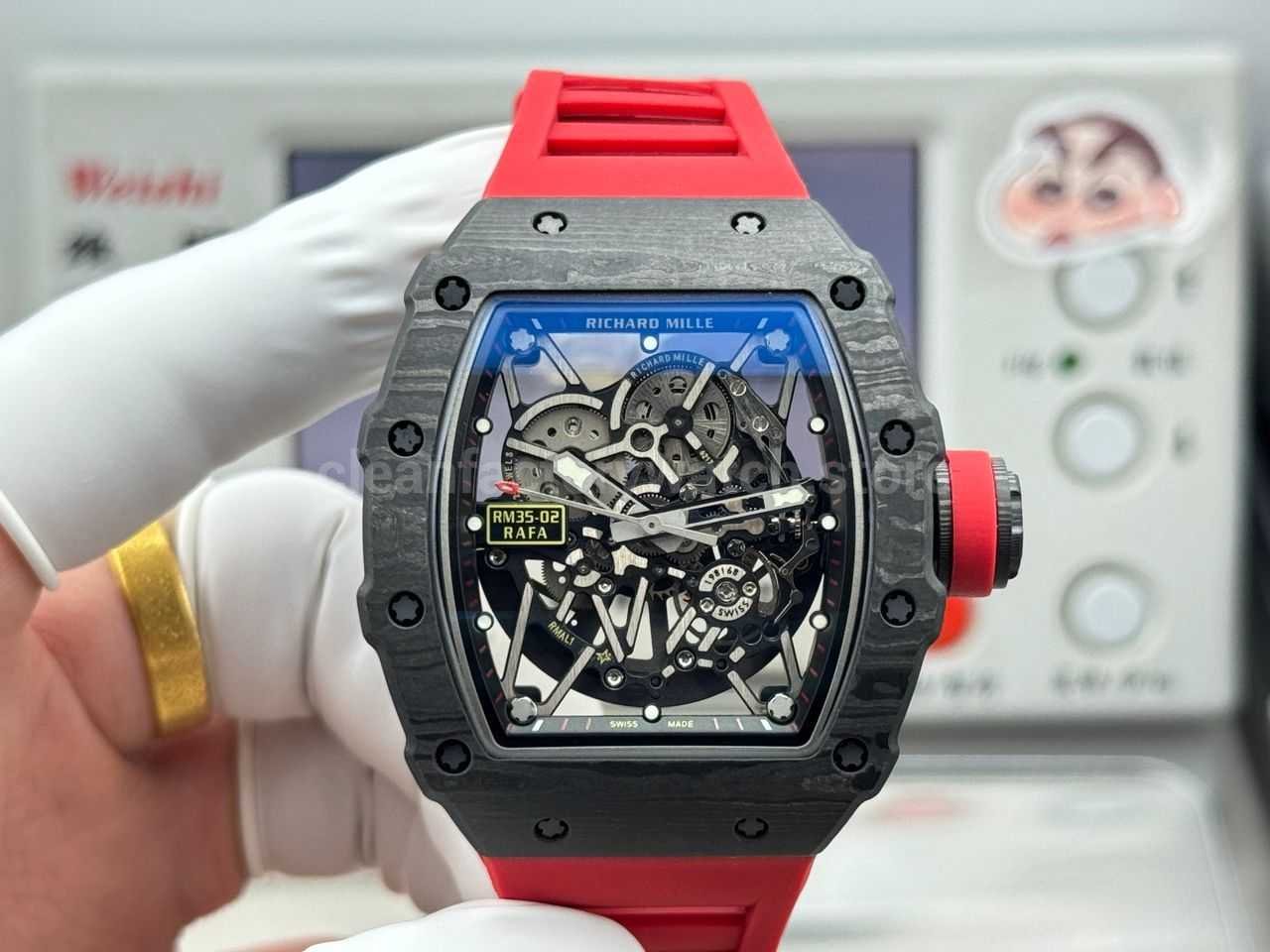 Richard Mille RM 35-02 black carbon fiber black rubber strap replica watch