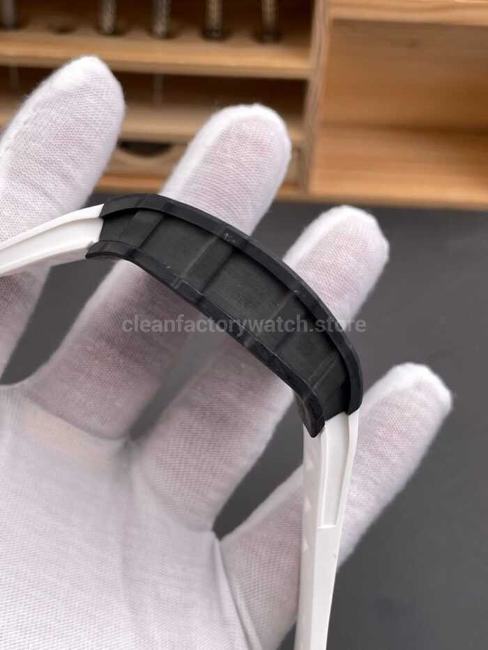 New Factory Richard Mille RM 35-02 44.5mm Black Carbon Fiber White Rubber Strap Black Skeletonized Dial - Image 4