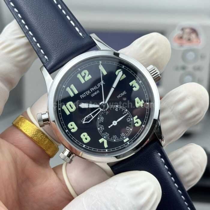 3K Factory Patek Philippe Calatrava Pilot Travel Time 5524G-001 White Gold Blue Dial - Image 3