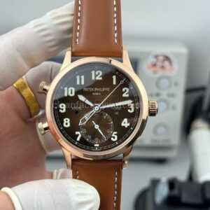 3K Factory Patek Philippe Calatrava Pilot Travel Time 5524R-001 Rose Gold Brown Dial
