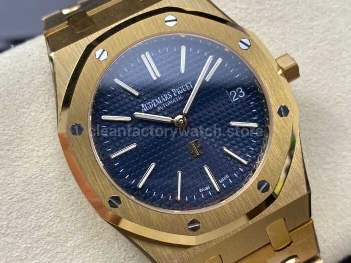 IPF Factory Audemars Piguet Royal Oak Jumbo 15202BA.OO.1240BA.01 39mm Full Yellow Gold Blue Dial - Image 2
