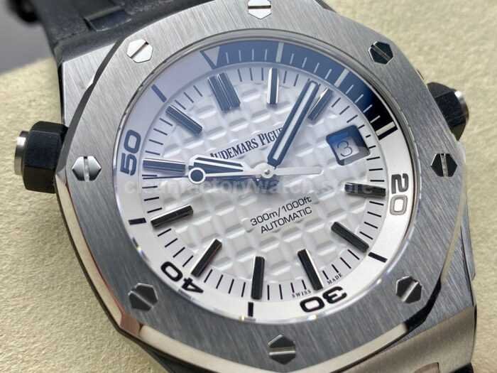IPF Factory Audemars Piguet Royal Oak Offshore Diver 15710ST.OO.A002CA.02 42mm Black Rubber Strap White Dial - Image 2