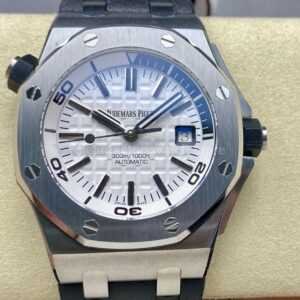 IPF Factory Audemars Piguet Royal Oak Offshore Diver 15710ST.OO.A002CA.02 42mm Black Rubber Strap White Dial