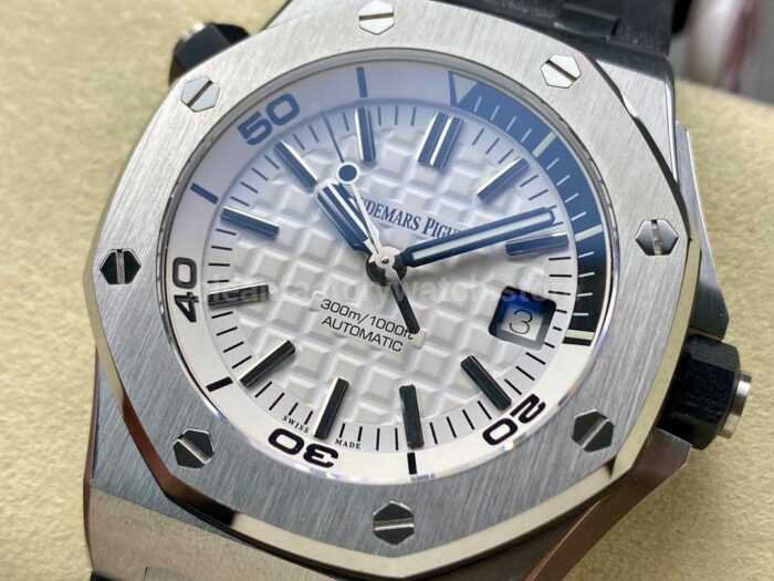 IPF Factory Audemars Piguet Royal Oak Offshore Diver 15710ST.OO.A002CA.02 42mm Black Rubber Strap White Dial - Image 3