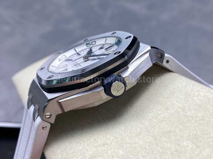 IPF Factory Audemars Piguet Royal Oak Offshore Diver 15710ST.OO.A002CA.02 42mm White Rubber Strap White Dial - Image 6