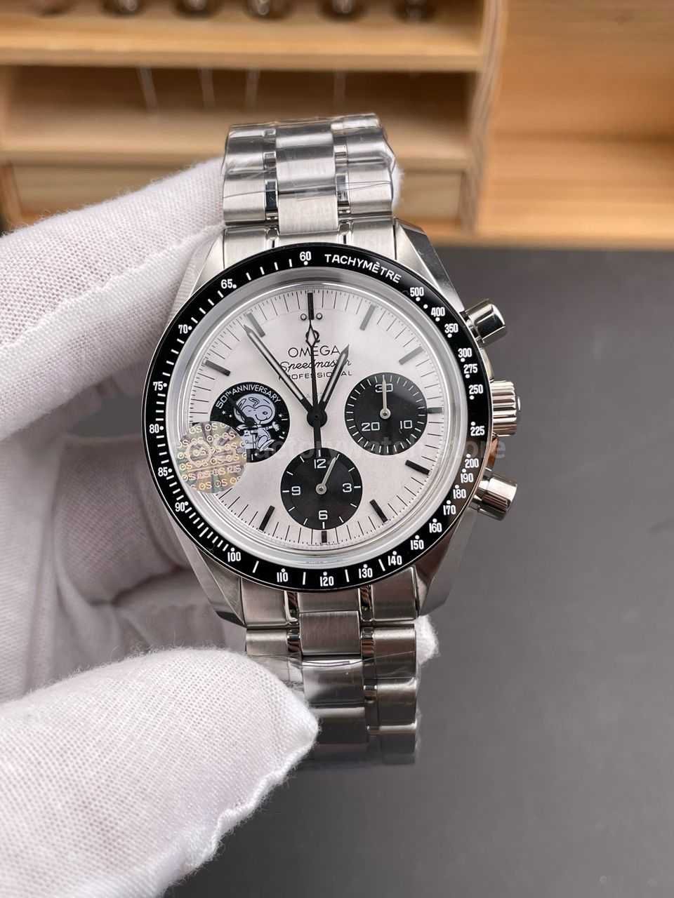 OS Factory Omega Speedmaster Silver Snoopy Award black ceramic white dial replica watch