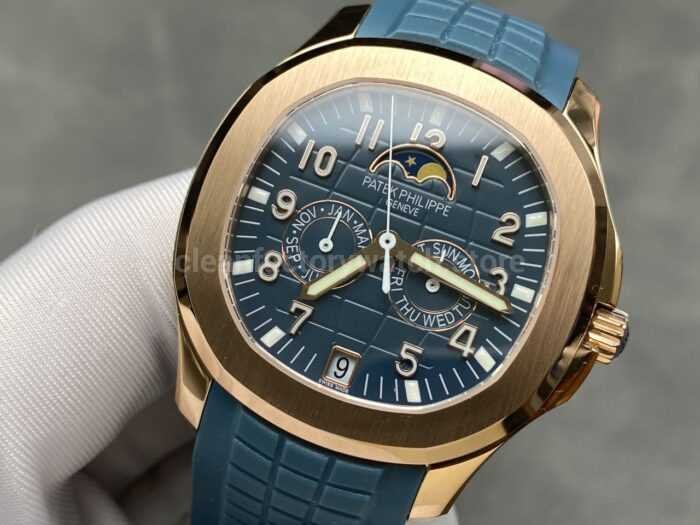 PPM Factory Patek Philippe Aquanaut 5261R-001 40mm Rose Gold Blue Rubber Strap Blue Dial - Image 3