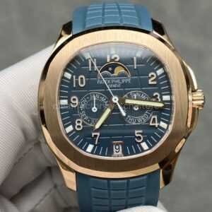 PPM Factory Patek Philippe Aquanaut 5261R-001 40mm Rose Gold Blue Rubber Strap Blue Dial