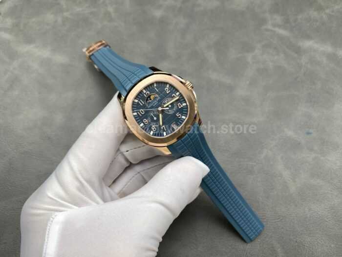 PPM Factory Patek Philippe Aquanaut 5261R-001 40mm Rose Gold Blue Rubber Strap Blue Dial - Image 2