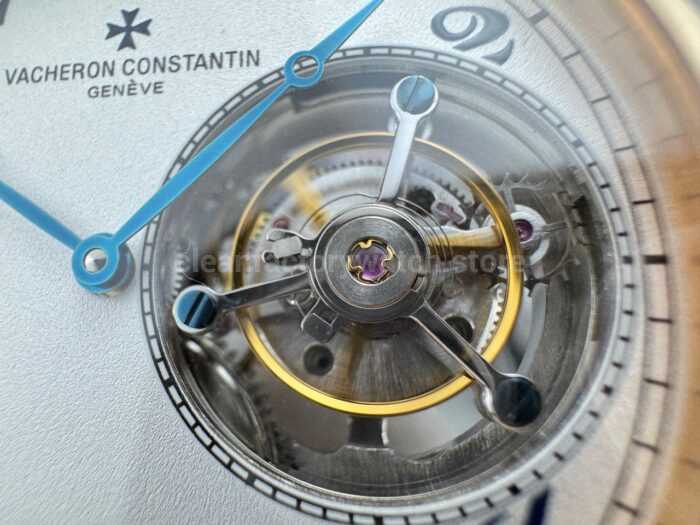 RMS Factory Vacheron Constantin Historiques American 1921 Tourbillon Rose Gold Blue Leather Strap White Dial - Image 5