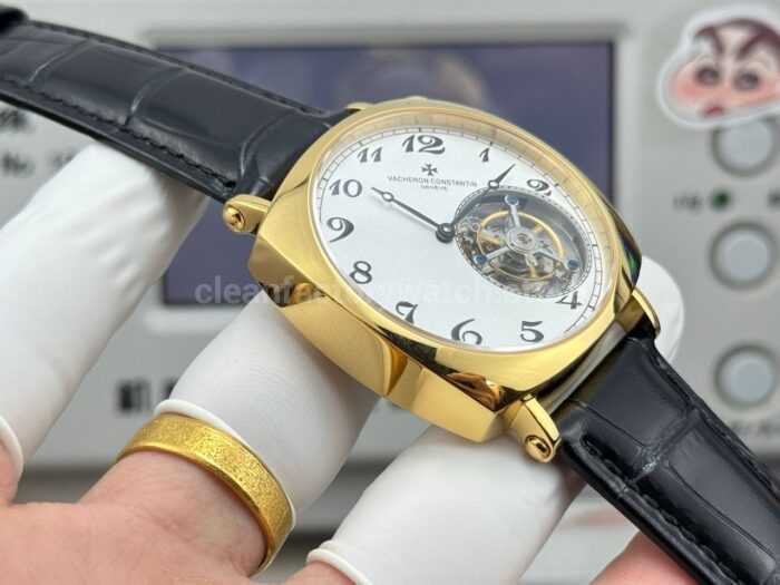 RMS Factory Vacheron Constantin Historiques American 1921 Tourbillon Leather Strap Yellow Gold White Dial - Image 6