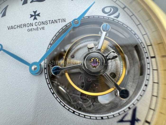 RMS Factory Vacheron Constantin Historiques American 1921 Tourbillon Yellow Gold Blue Leather Strap White Dial - Image 5