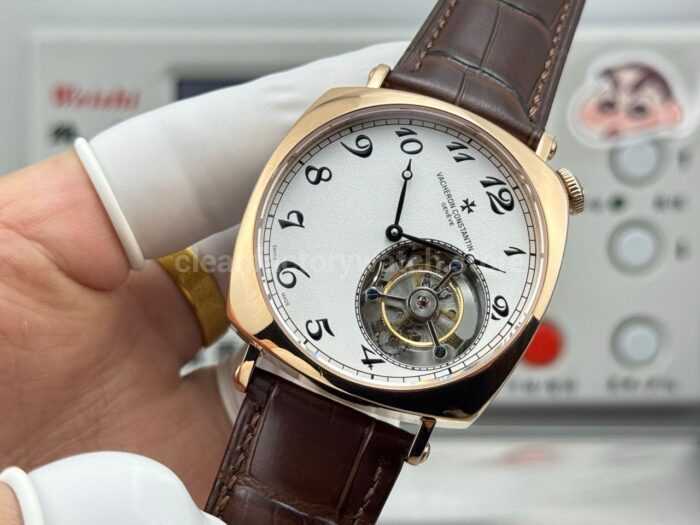 RMS Factory Vacheron Constantin Historiques American 1921 Tourbillon Brown Leather Strap Rose Gold Brown Dial - Image 4