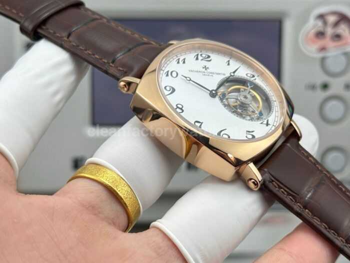 RMS Factory Vacheron Constantin Historiques American 1921 Tourbillon Brown Leather Strap Rose Gold Brown Dial - Image 6