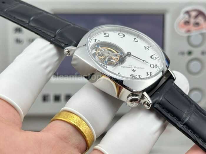 RMS Factory Vacheron Constantin Historiques American 1921 Tourbillon White Gold Leather Strap White Dial - Image 7