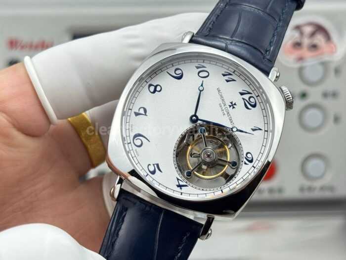 RMS Factory Vacheron Constantin Historiques American 1921 Tourbillon Blue Leather Strap White Gold White Dial - Image 4