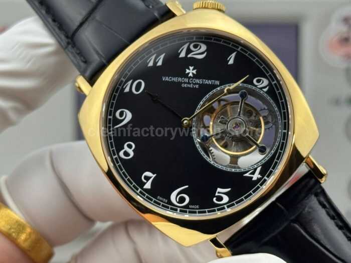 RMS Factory Vacheron Constantin Historiques American 1921 Tourbillon Yellow Gold Leather Strap Black Dial - Image 2