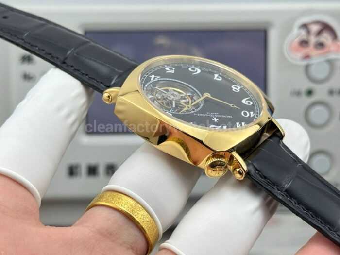 RMS Factory Vacheron Constantin Historiques American 1921 Tourbillon Yellow Gold Leather Strap Black Dial - Image 7