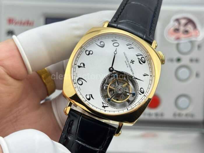 RMS Factory Vacheron Constantin Historiques American 1921 Tourbillon Leather Strap Yellow Gold White Dial - Image 4