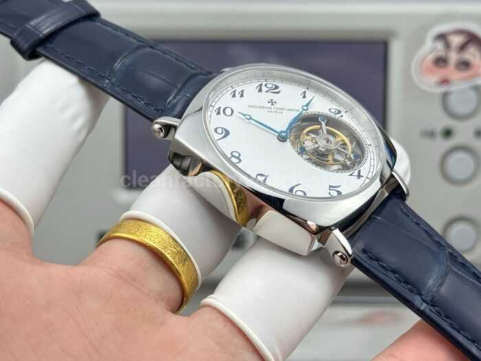 RMS Factory Vacheron Constantin Historiques American 1921 Tourbillon Blue Leather Strap White Gold White Dial - Image 6