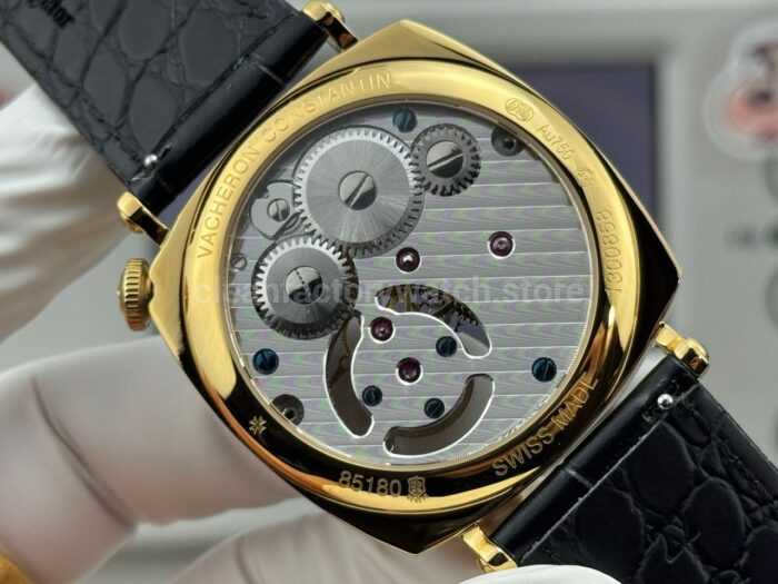 RMS Factory Vacheron Constantin Historiques American 1921 Tourbillon Yellow Gold Leather Strap Black Dial - Image 8