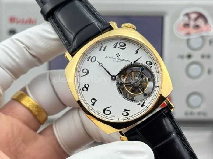 RMS Factory Vacheron Constantin Historiques American 1921 Tourbillon Leather Strap Yellow Gold White Dial - Image 3