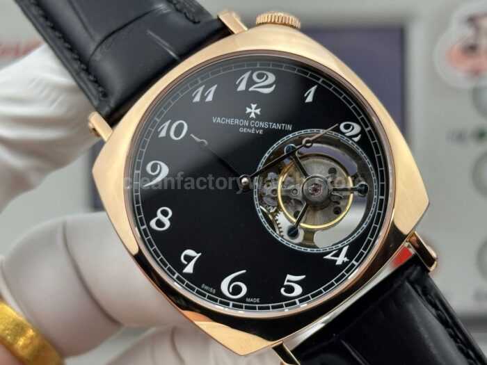 RMS Factory Vacheron Constantin Historiques American 1921 Tourbillon Rose Gold Leather Strap Black Dial - Image 2