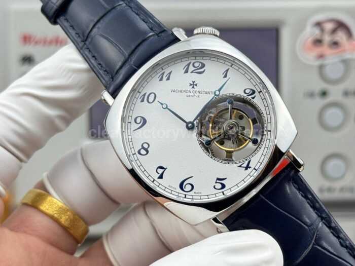 RMS Factory Vacheron Constantin Historiques American 1921 Tourbillon Blue Leather Strap White Gold White Dial - Image 3