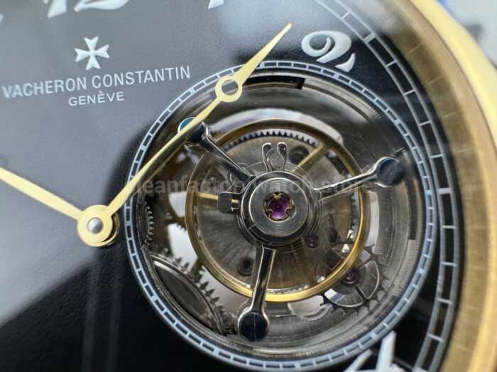 RMS Factory Vacheron Constantin Historiques American 1921 Tourbillon Yellow Gold Leather Strap Black Dial - Image 5