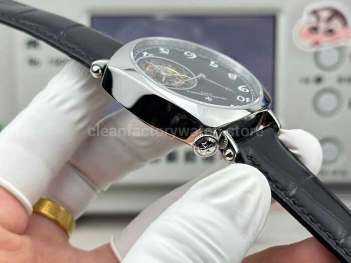 RMS Factory Vacheron Constantin Historiques American 1921 Tourbillon Leather Strap White Gold Black Dial - Image 7