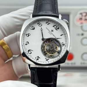RMS Factory Vacheron Constantin Historiques American 1921 Tourbillon White Gold Leather Strap White Dial