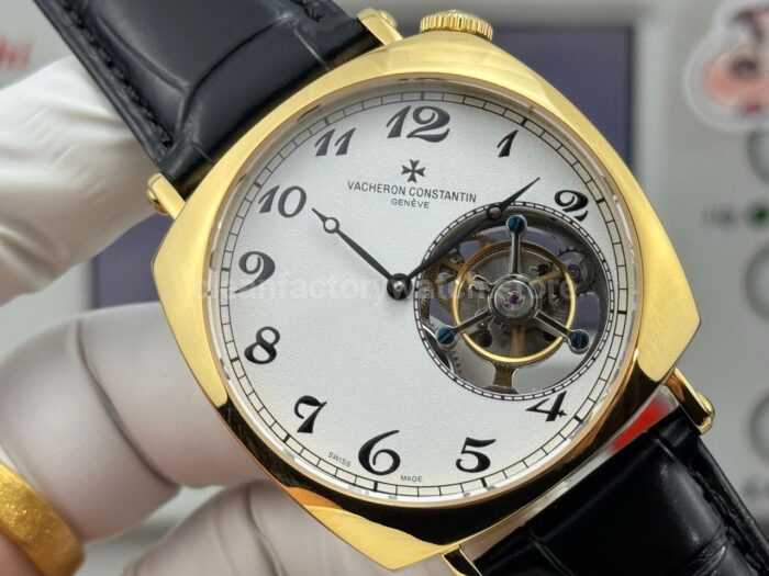 RMS Factory Vacheron Constantin Historiques American 1921 Tourbillon Leather Strap Yellow Gold White Dial - Image 2