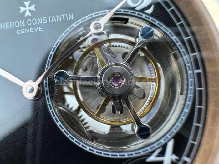 RMS Factory Vacheron Constantin Historiques American 1921 Tourbillon Rose Gold Leather Strap Black Dial - Image 5