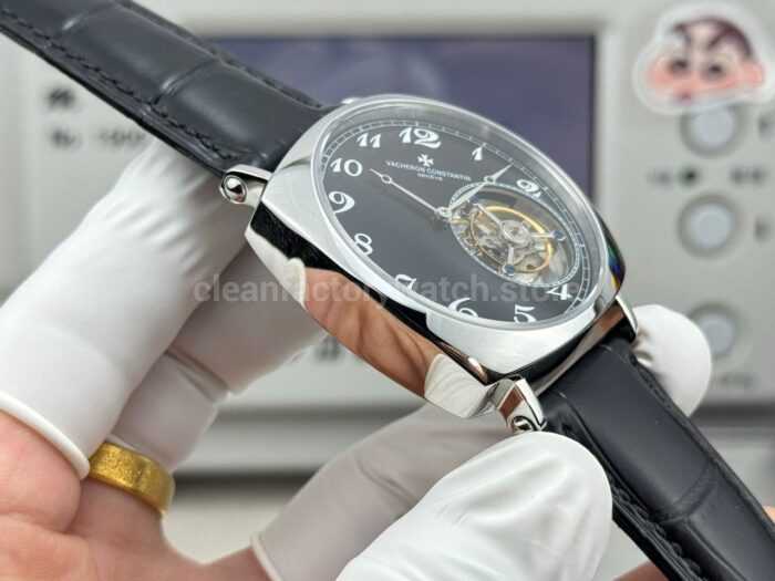 RMS Factory Vacheron Constantin Historiques American 1921 Tourbillon Leather Strap White Gold Black Dial - Image 6