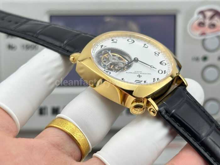 RMS Factory Vacheron Constantin Historiques American 1921 Tourbillon Leather Strap Yellow Gold White Dial - Image 7