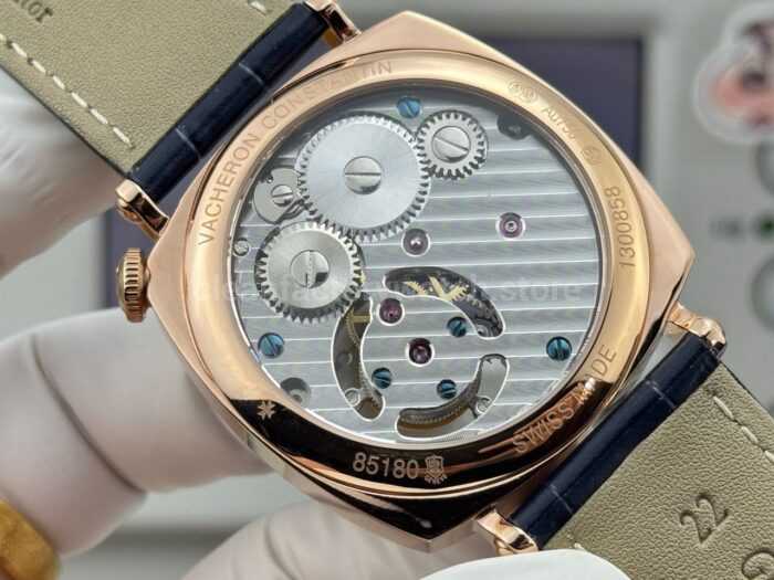 RMS Factory Vacheron Constantin Historiques American 1921 Tourbillon Rose Gold Blue Leather Strap White Dial - Image 8