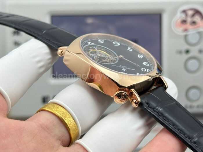 RMS Factory Vacheron Constantin Historiques American 1921 Tourbillon Rose Gold Leather Strap Black Dial - Image 7