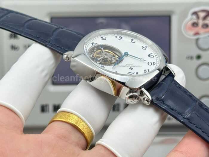 RMS Factory Vacheron Constantin Historiques American 1921 Tourbillon Blue Leather Strap White Gold White Dial - Image 7