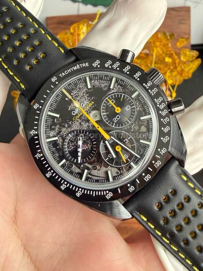 SMF Factory Omega Speedmaster Dark Side Of The Moon 310.92.44.50.01.001 44.25mm Ceramic Leather Strap Black Dial - Image 2