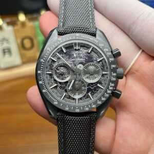 SMF Factory Omega Speedmaster Dark Side of the Moon grey dial textile strap replica watch