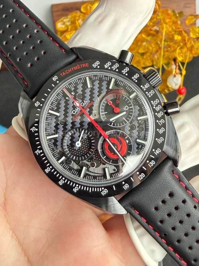 SMF Factory Omega Speedmaster Dark Side Of The Moon 311.92.44.30.01.002 44.25mm Ceramic Leather Strap Black Dial - Image 2
