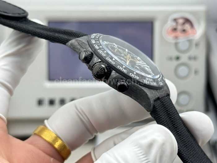 TW Factory Rolex Daytona 116500 40mm Black Carbon Fiber Black Canvas Strap Skeleton Dial - Image 7
