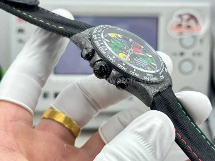 TW Factory Rolex Daytona 116500 40mm Carbon Fiber Black Canvas Strap Black Dial - Image 7